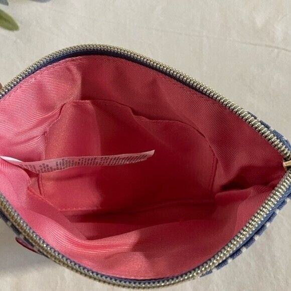 Old Navy Zipper Pouch Blue White Stripe with Heart - Picture 3 of 4